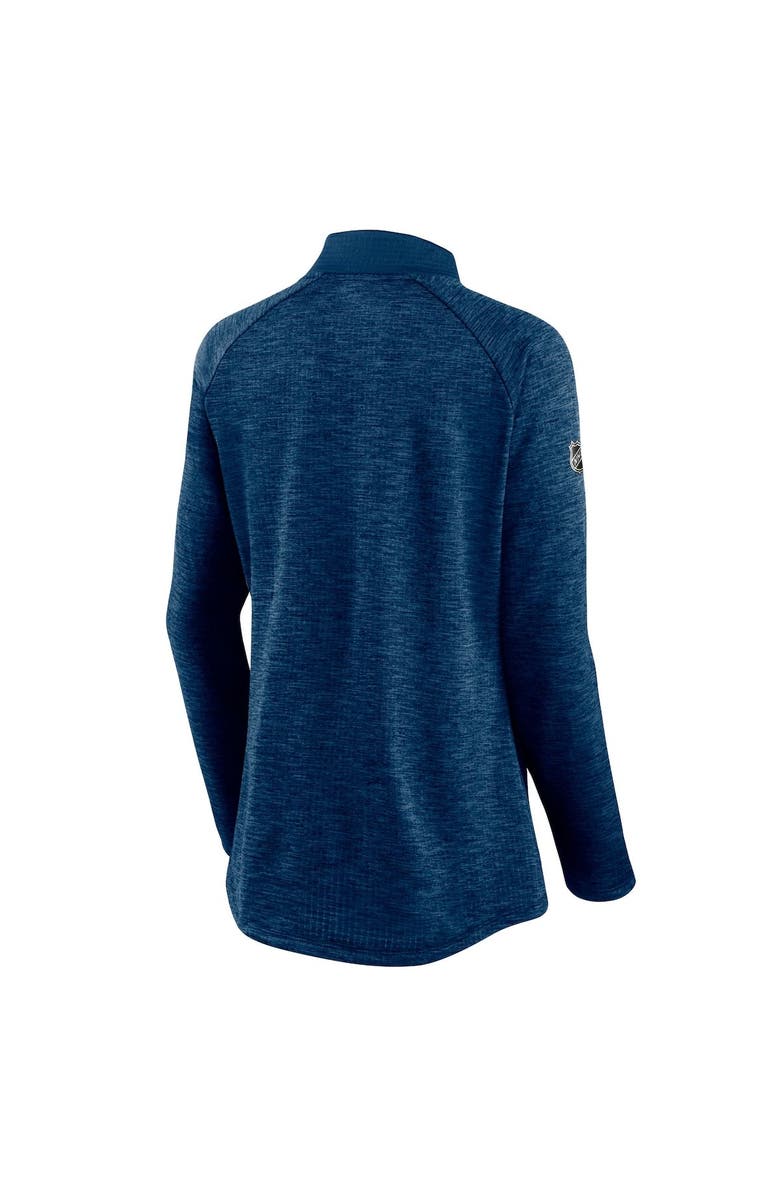 FANATICS Women's Fanatics Branded Navy/Heathered Navy Seattle Kraken Authentic Pro Travel & Training Raglan Quarter-Zip Jacket, Alternate, color, 