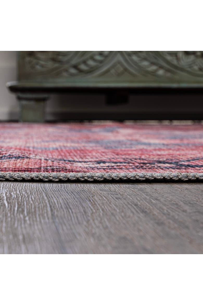 Maris Ornate Medallion Machine-Washable Area Rug, Alternate, color, Red/Black/Blue