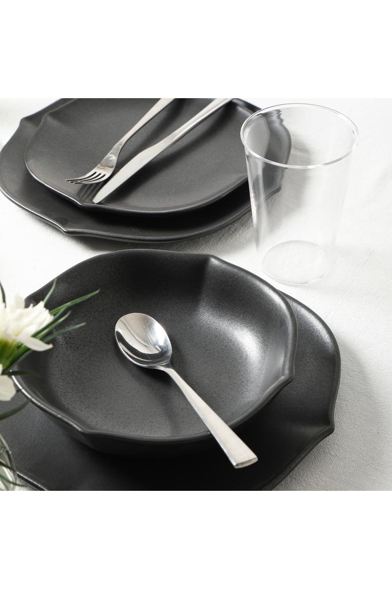 Baskerville Stoneware 32-Piece Dinnerware Set, Includes Glassware, Alternate, color, Black