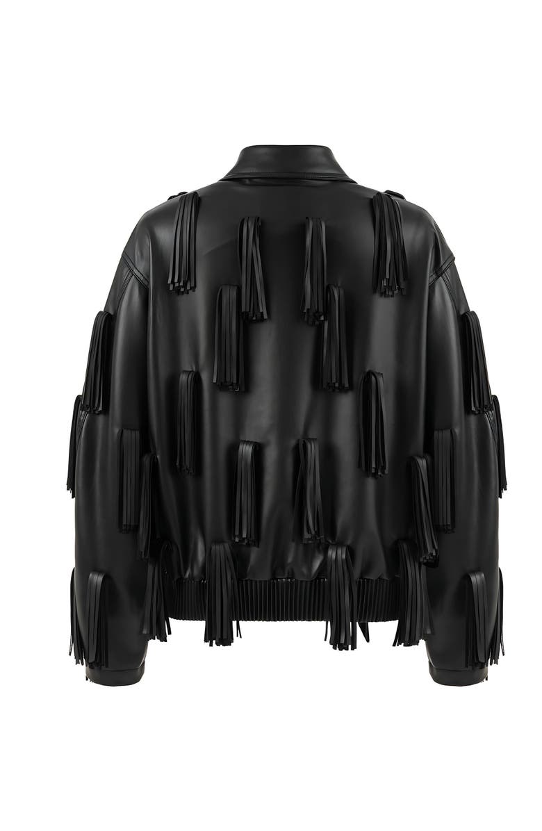 Nocturne Fringe Detail Faux Leather Jacket, Alternate, color, 