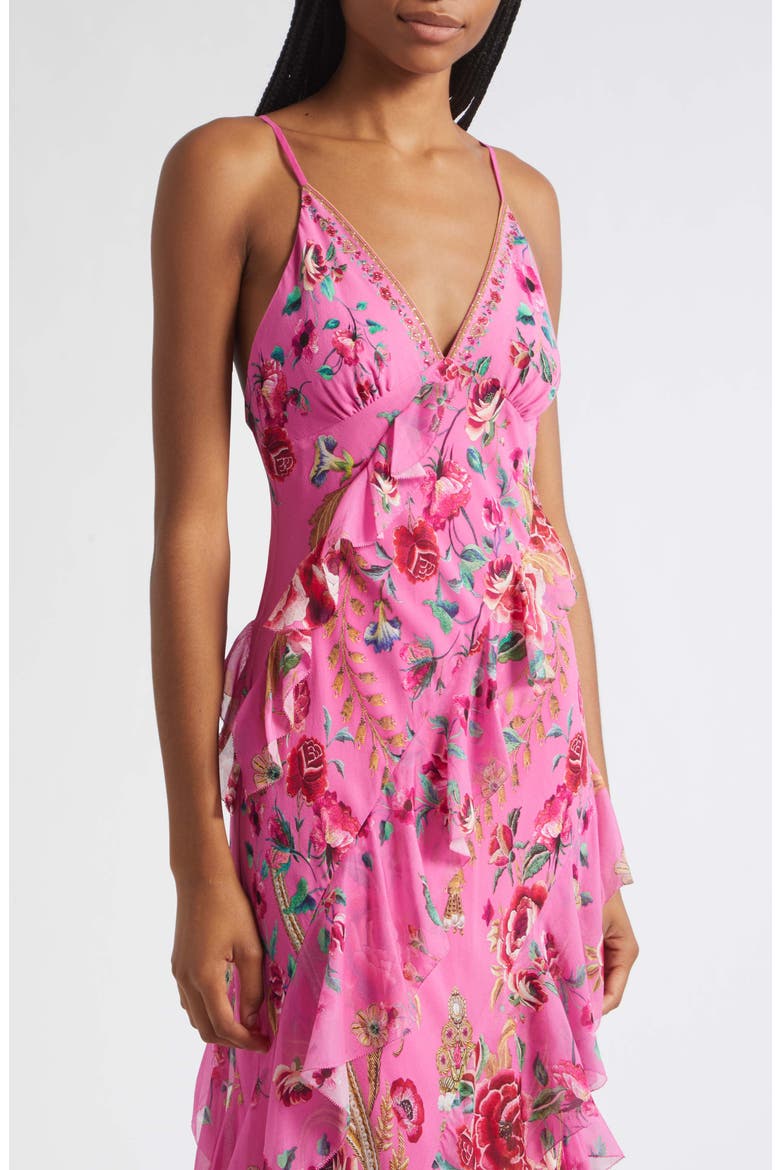 Matadora Flora Asymmetric Ruffle Silk Slipdress, Alternate, color, MATADORA FLORA