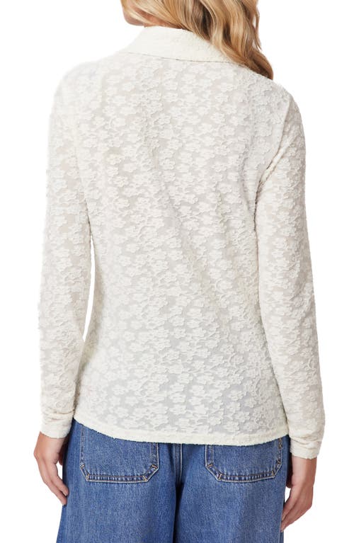 Scotch & Soda Button Front Long Sleeve Top In White