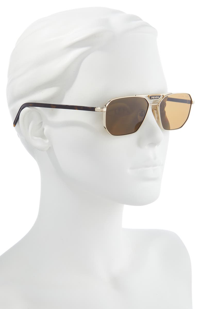 Prada 57mm Polarized Rectangular Sunglasses, Alternate, color, 