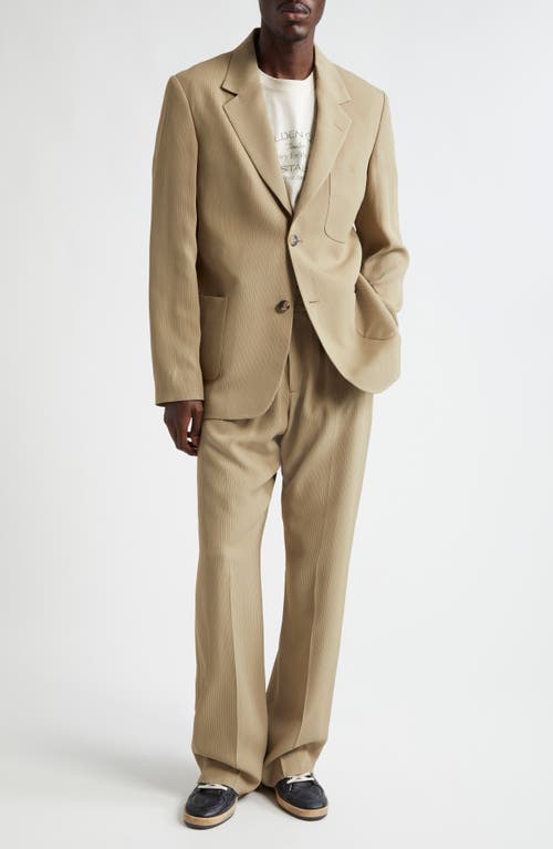 Golden Goose Journey Ms Decontructed Jacket Lowell Pinstripe Blend Viscose Fabric In Travertine