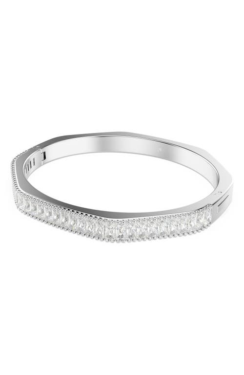 Swarovski Crystal Dextera Bangle Octagon Shape Pave Medium White Rhodium Plated In White