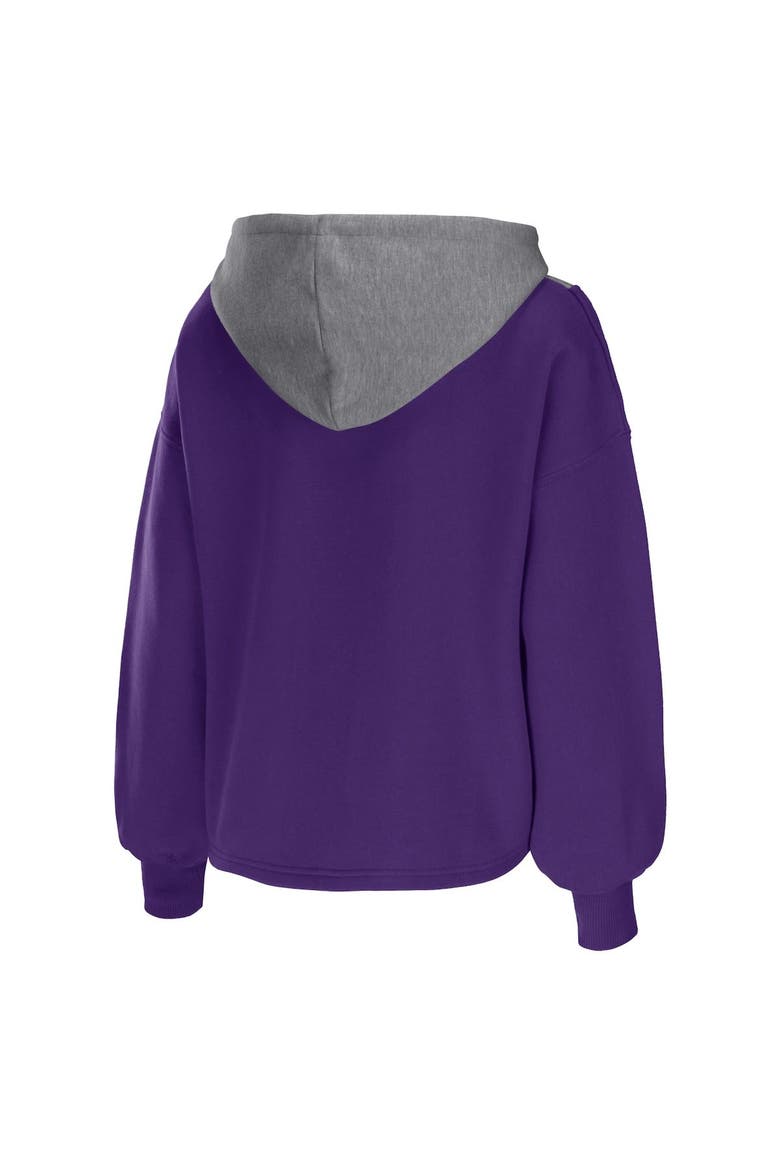 Women's WEAR by Erin Andrews Purple Los Angeles Lakers Pieced Quarter-Zip Hoodie Jacket, Alternate, color, Purple