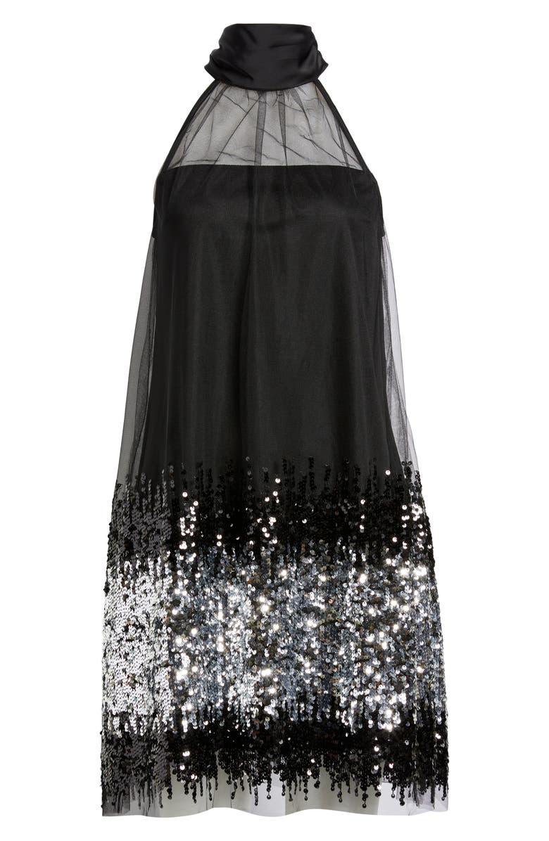 CeCe Ombré Sequin Mesh Sleeveless Dress, Alternate, color, Black/ Silver