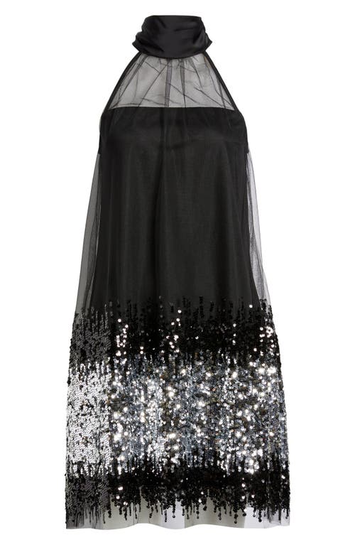 Cece Ombré Sequin Mesh Sleeveless Dress In Black