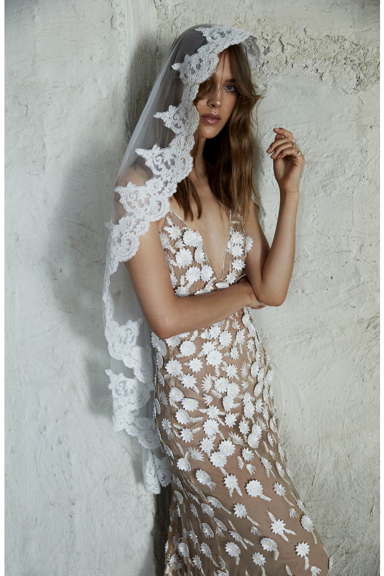 Marguerite Floral Petal Gown, Alternate, color, IVORY