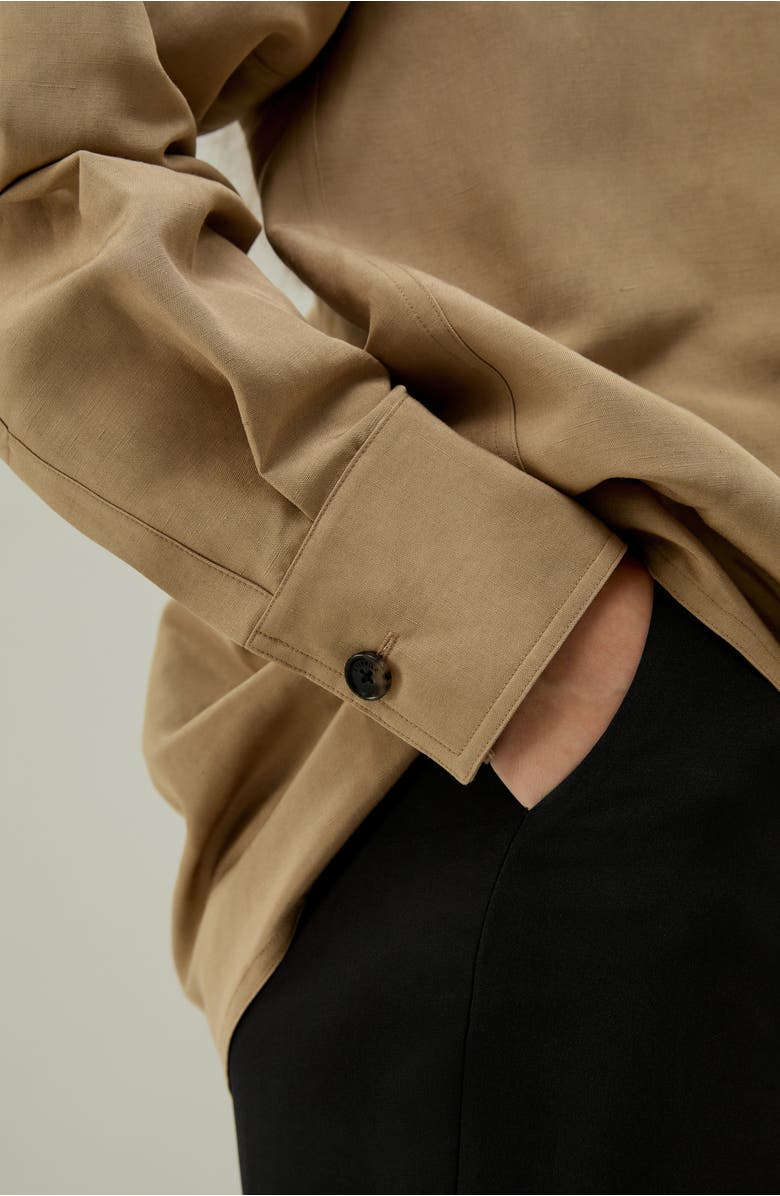 Lilysilk Oversized Silk-Linen Blend Shirt, Alternate, color, Oak