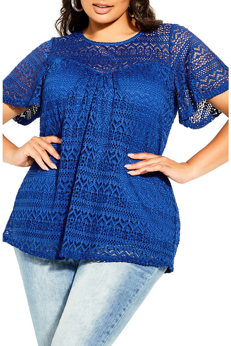 Women's Serenity Lace Top, Main, color, COBALT
