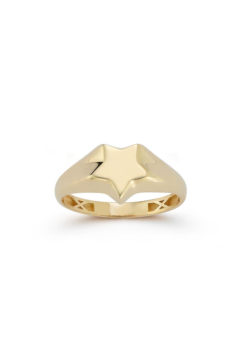 Star Signet Ring, Main, color, 14K GOLD
