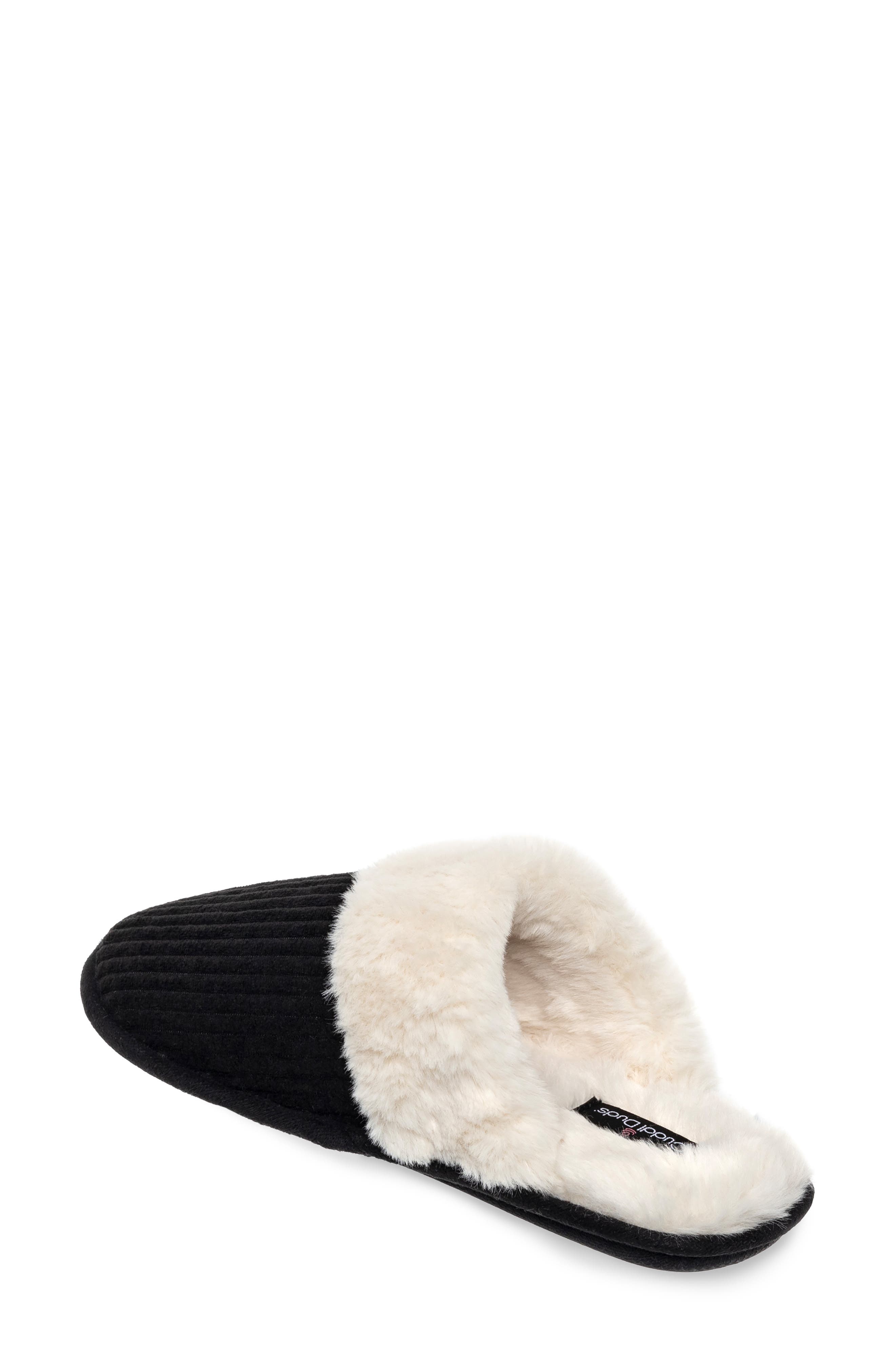 CUDDL DUDS Faux Fur Lined Corduroy Scuff Slipper, Alternate, color, 