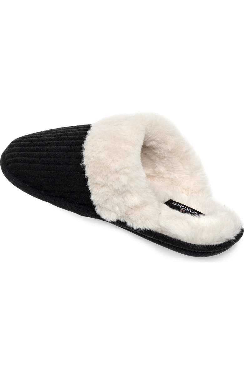 CUDDL DUDS Faux Fur Lined Corduroy Scuff Slipper, Alternate, color,