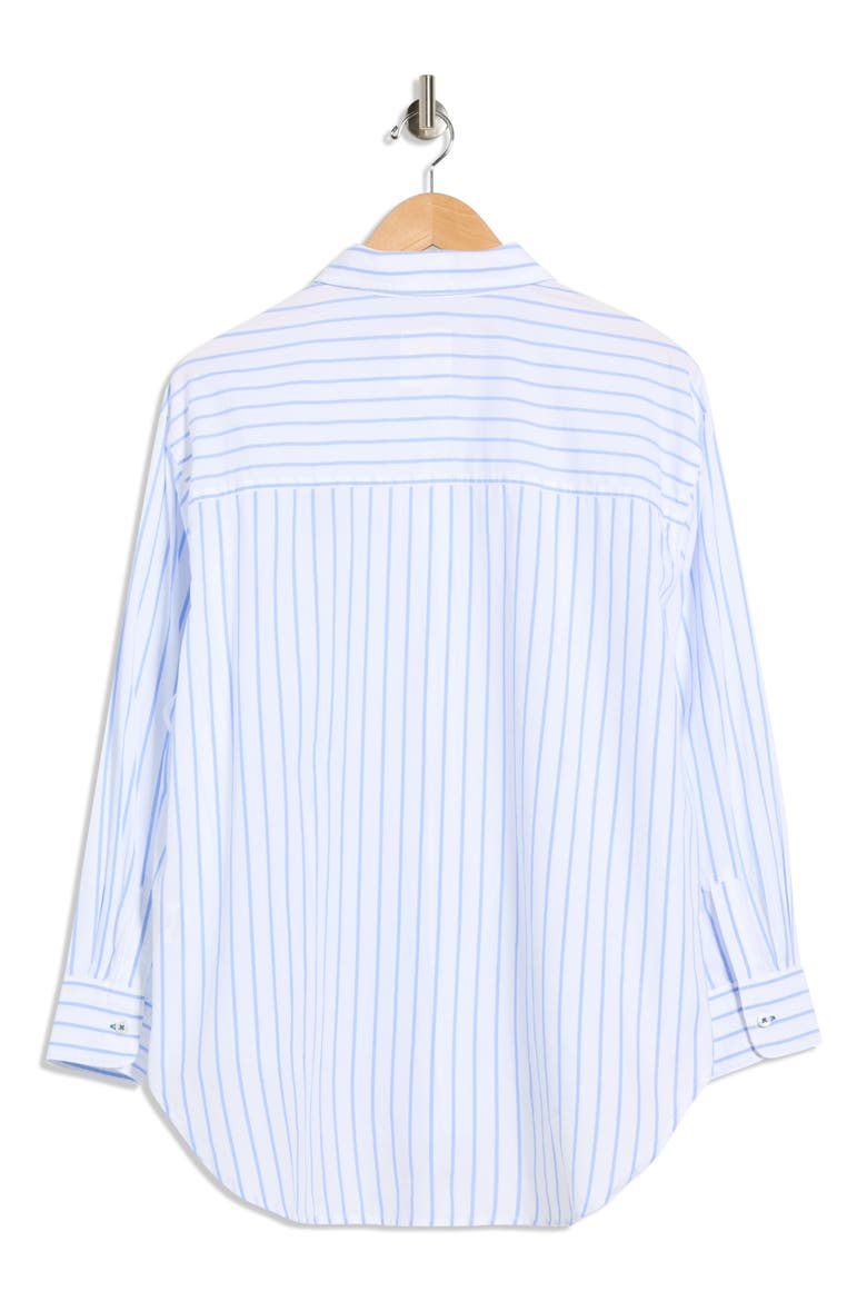 Alaina Oversize Embroidered Stripe Button-Up Shirt, Alternate, color, WHITE / BLUE STRIPE SARDINE