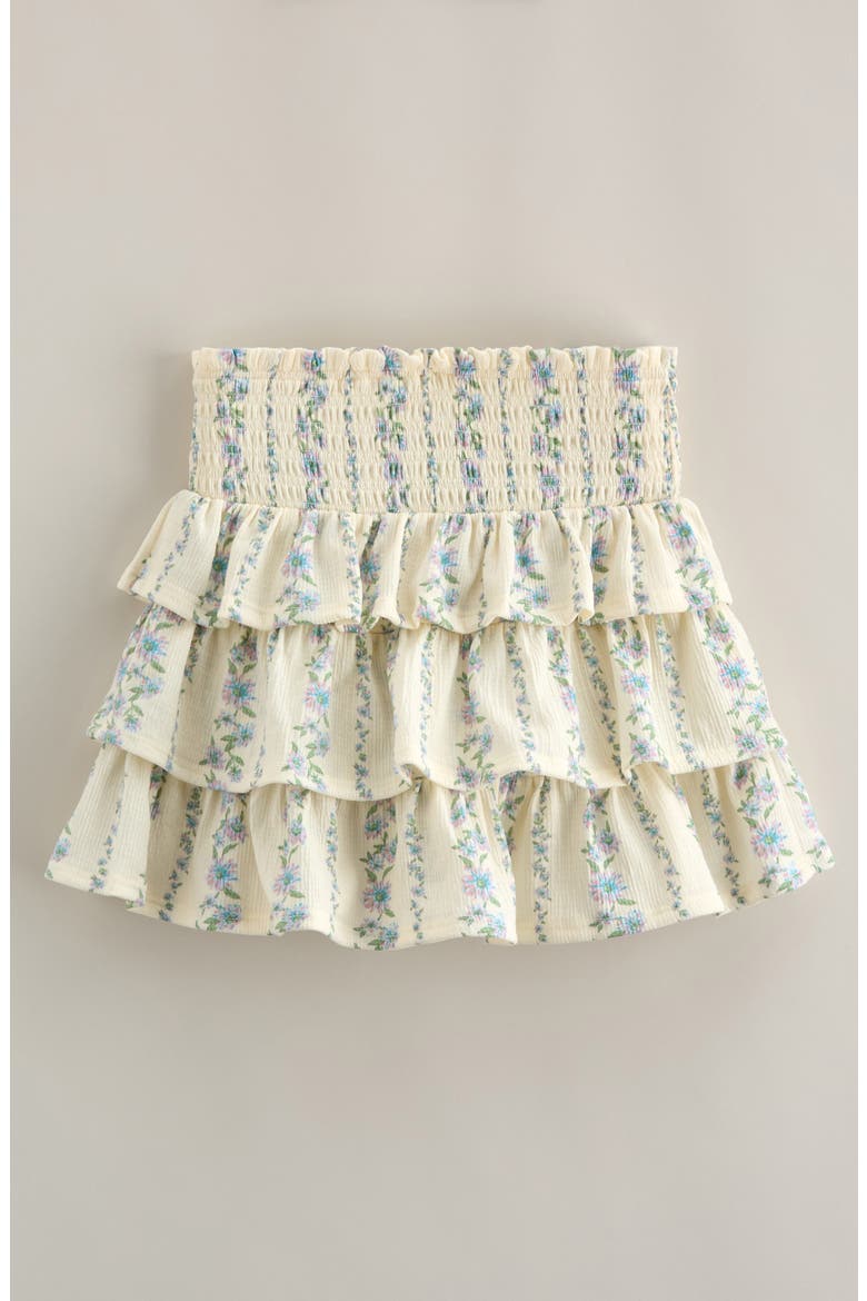 Kids' Smocked Tiered Skirt, Alternate, color, IVORY EGRET KIMBERLY FLORAL