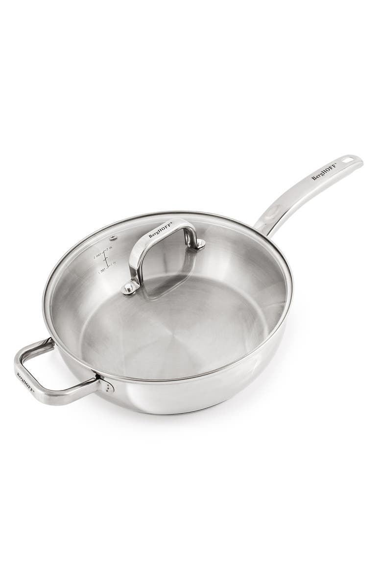 Stainless Steel Deep Skillet with Glass Lid, Alternate, color, SILVER
