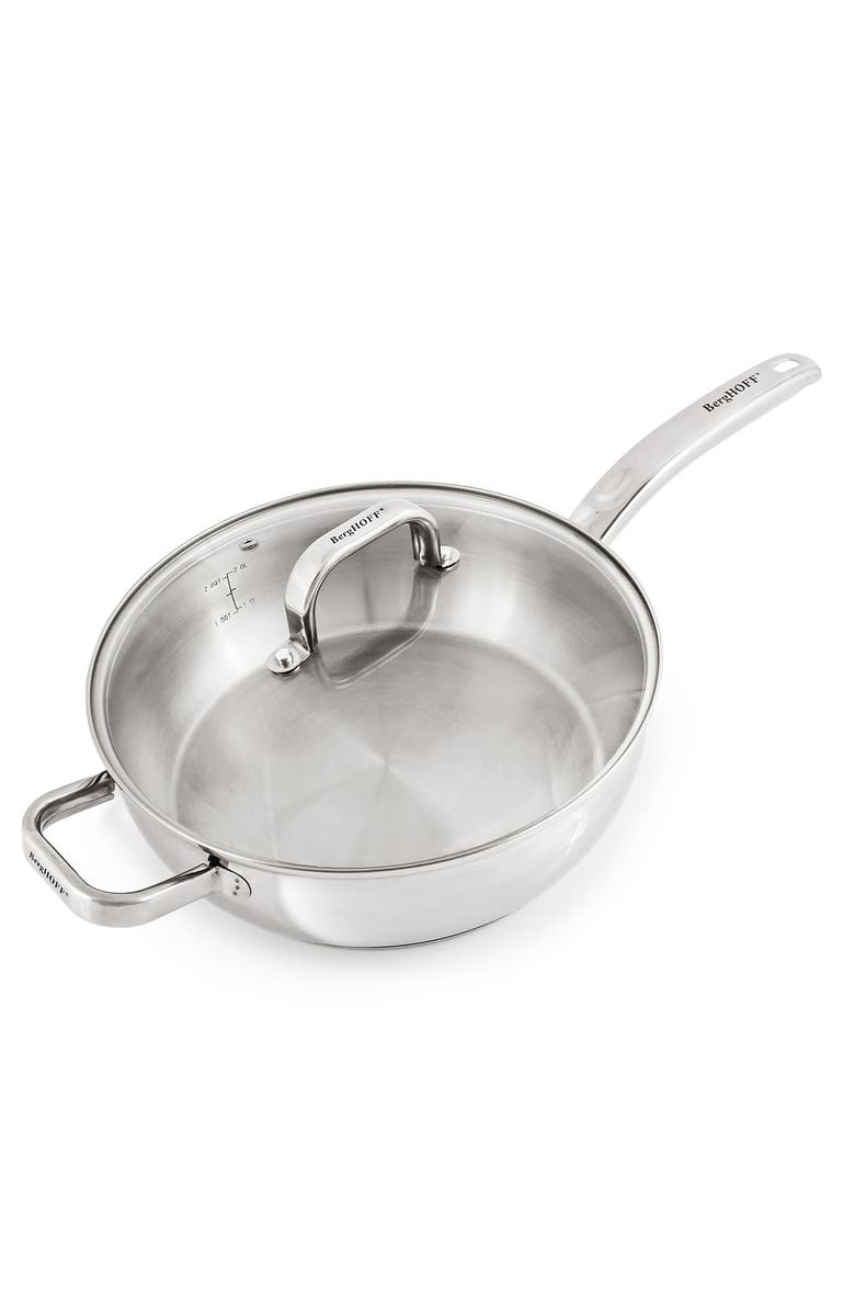 BergHOFF Stainless Steel Deep Skillet with Glass Lid, Alternate, color,