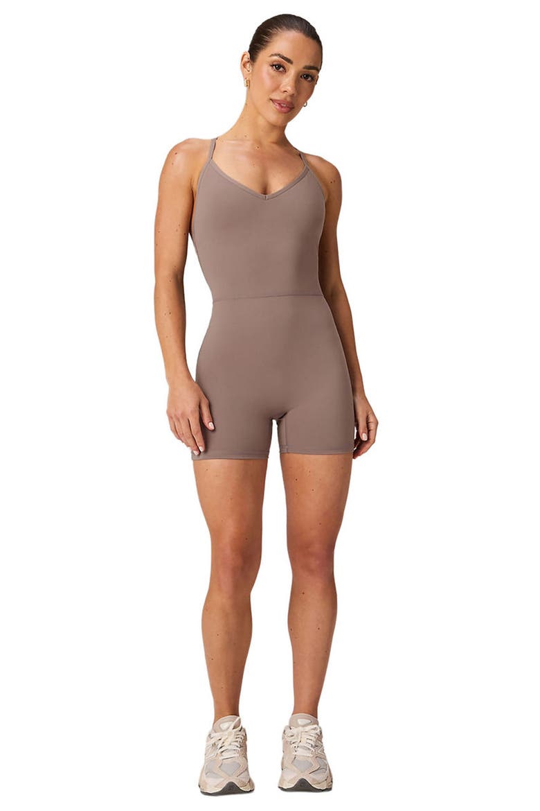 Women's Booty Scrunch PureLuxe V-Back Jumpsuit 4", Alternate, color, Desert Shadows