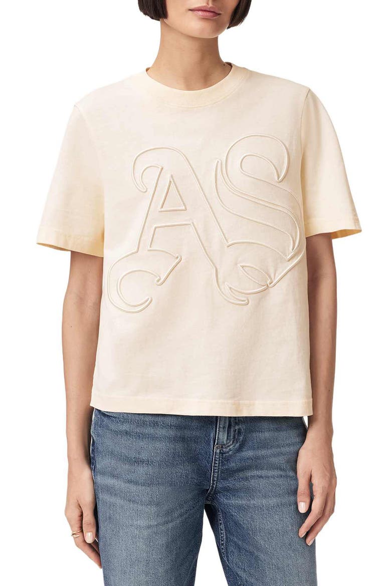 Lisa Embroidered Cotton T-Shirt, Main, color, PEBBLE WHITE