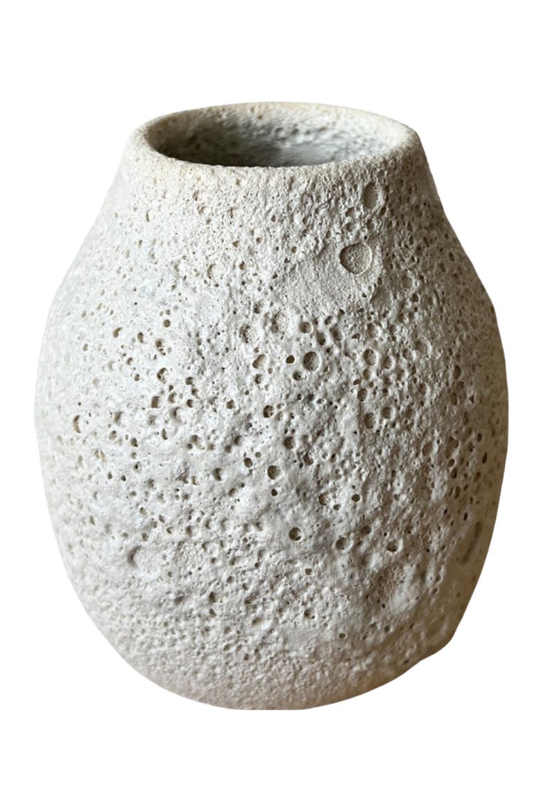 Round Crater Vase, Main, color, White