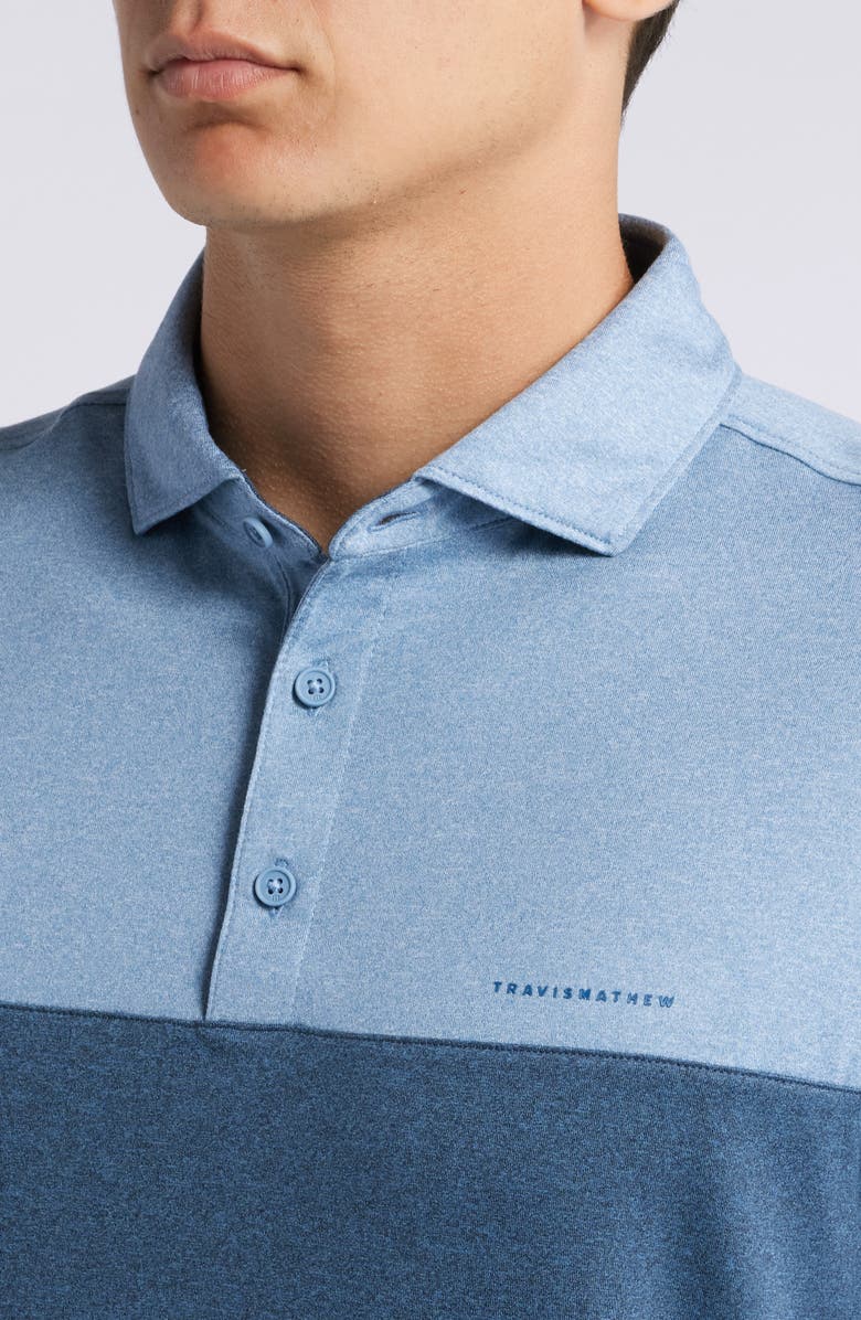 TravisMathew Heater Pro Colorblock Performance Golf Polo, Alternate, color, Dark Teal