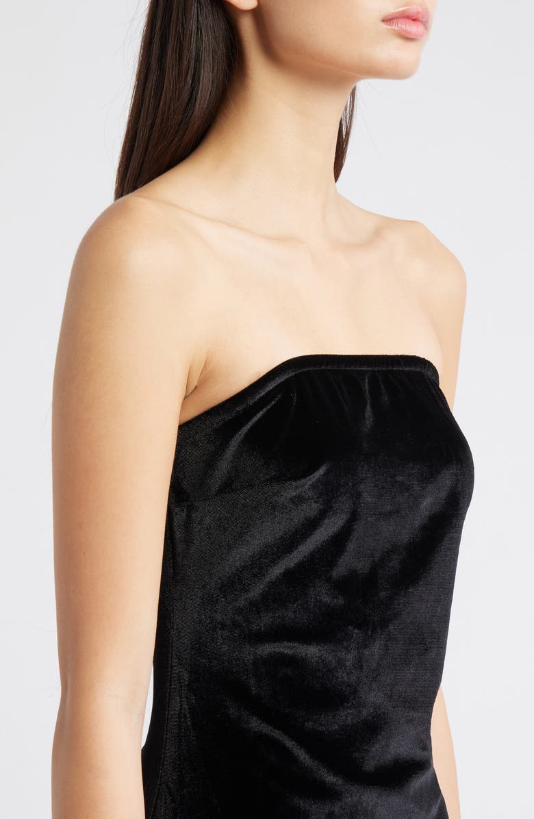 Marcella Sophie Strapless Velvet Maxi Dress, Alternate, color, Black