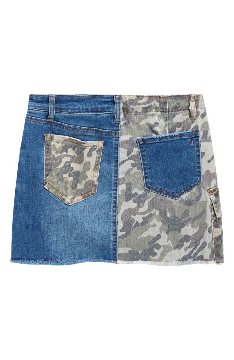 Tractr Kids' Colorblock Camo Print & Denim Skirt, Alternate, color, Green Camo Denim