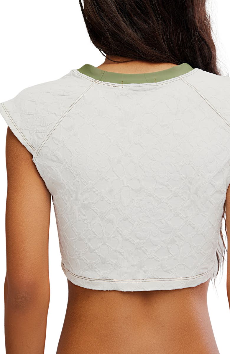 Free People Sonny Jacquard Crop Cover-Up T-Shirt, Alternate, color, White