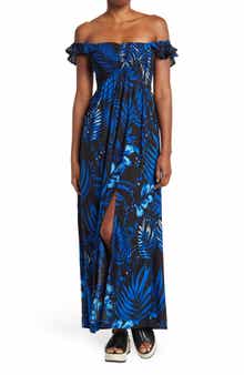 BOHO ME Smocked Off-the-Shoulder Maxi Swim Cover-Up