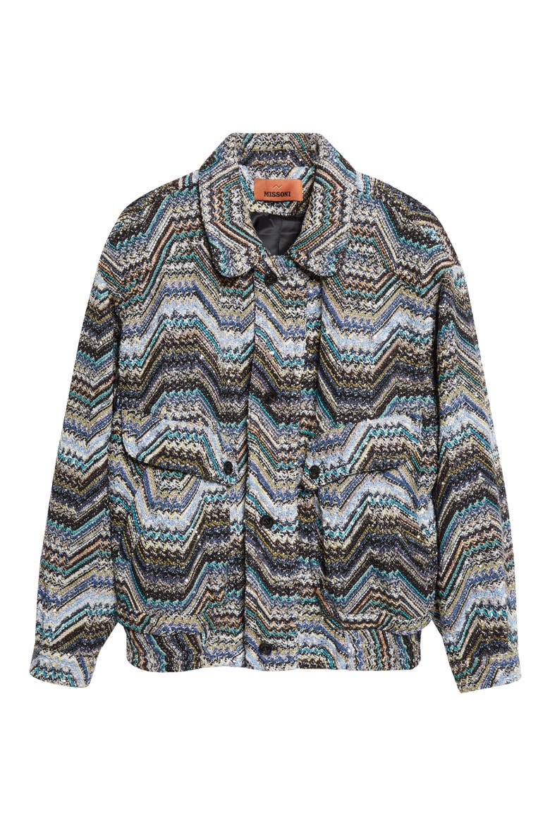 Metallic Zigzag Sequin Field Jacket, Alternate, color, GREY MULTI