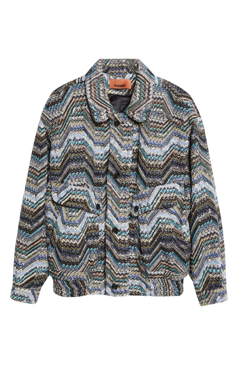 Missoni Metallic Zigzag Sequin Field Jacket, Main, color, Grey Multi