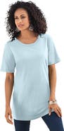 Roaman's Plus Size Cotton Ultimate Crewneck Tee