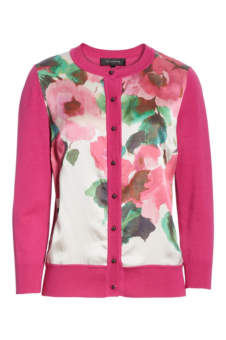 Jersey & Silk Cardigan, Alternate, color, CAMELLIA