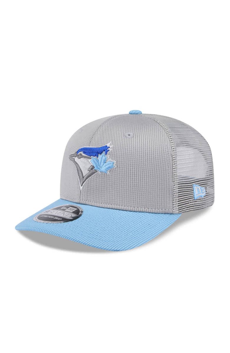 New Era Men's New Era  Gray/Powder Blue Toronto Blue Jays 2025 Batting Practice 9SEVENTY Stretch-Snap Trucker Hat, Main, color, 