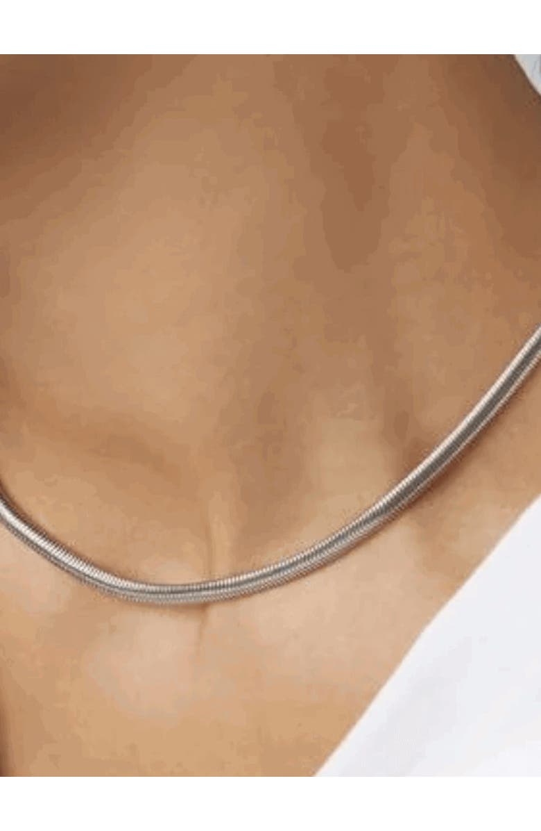 Hollywood Sensation Emra 18K White Gold Plated Snake Chain Necklace Sleek Sophistication & Versatility, Alternate, color, Silver