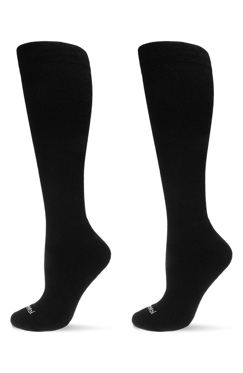 MeMoi Assorted 2-Pack Merino Wool Blend Knee High Socks, Main, color, Black