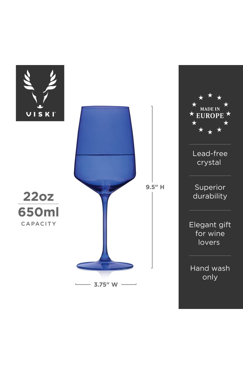 Viski Reserve Nouveau Crystal Wine Glasses Set of 2, Alternate, color, Blue