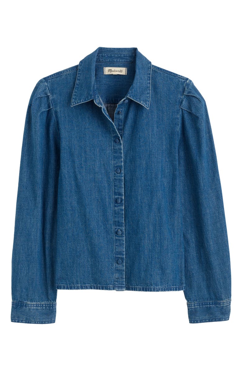 Madewell Puff Sleeve Denim Button-Up Shirt, Alternate, color, Petersburg Wash