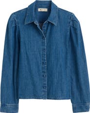 Madewell Puff Sleeve Denim Button-Up Shirt