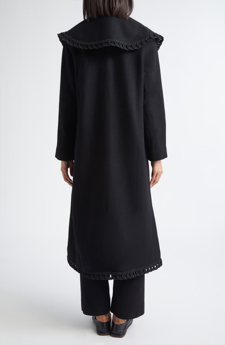 Bode Dover Belted Wool Coat, Alternate, color, Black