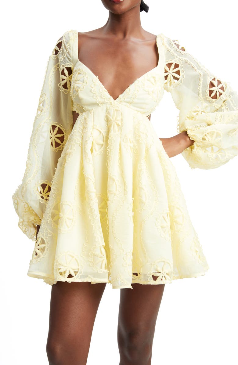 Bardot Jovie Long Sleeve Babydoll Dress, Alternate, color, 