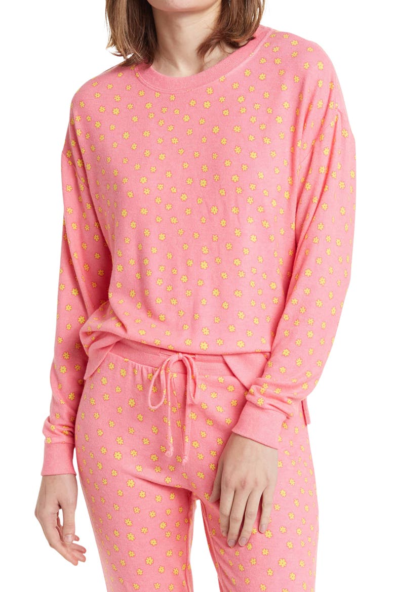 Cozy Crew Neck Sweatshirt, Main, color, PINK BUBBLEGUM JELLY FLORAL