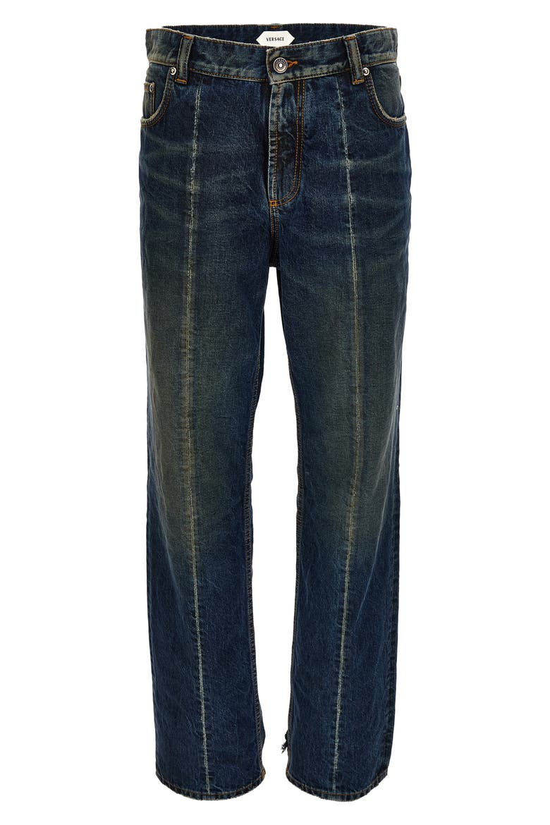 Gender Inclusive Distressed Straight Leg Jeans, Main, color, DIRTY BLUE