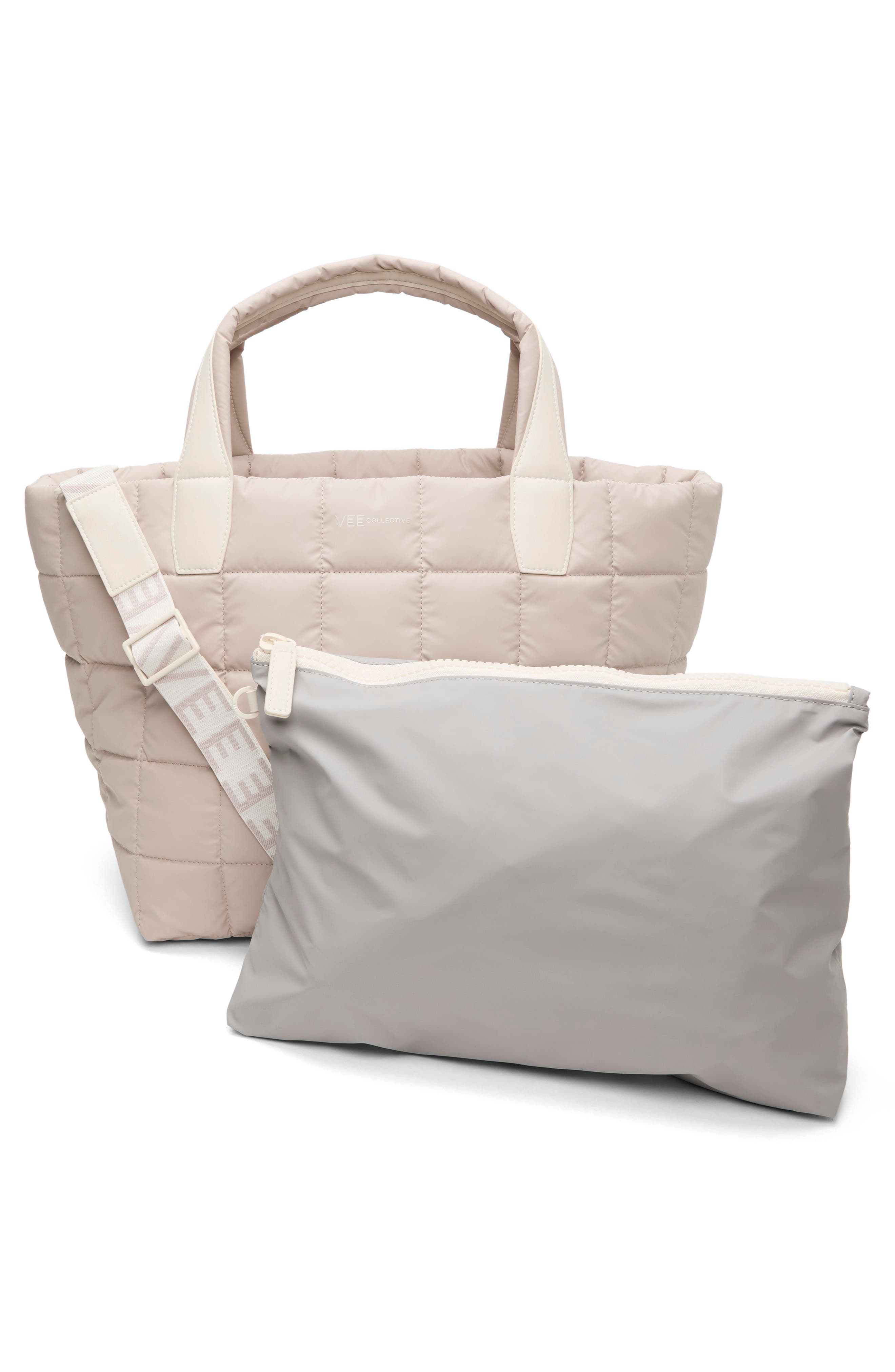 VeeCollective Medium Porter Quilted Recycled Nylon Tote, Alternate, color, Soft Taupe