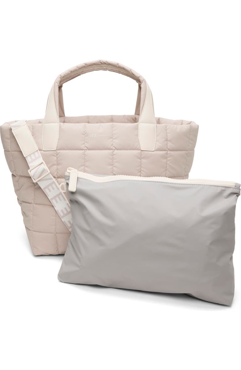 VeeCollective Medium Porter Quilted Recycled Nylon Tote, Alternate, color, Soft Taupe