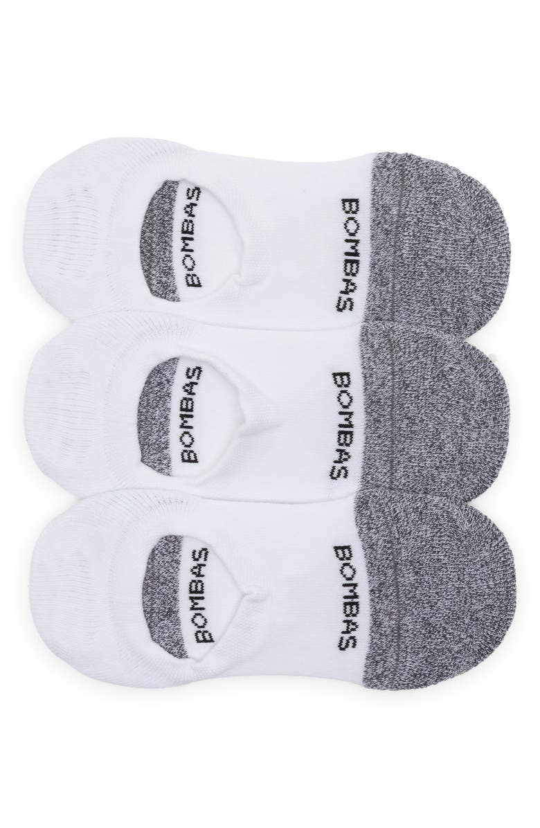 Bombas Assorted 3-Pack Cushion No-Show Socks, Main, color, White