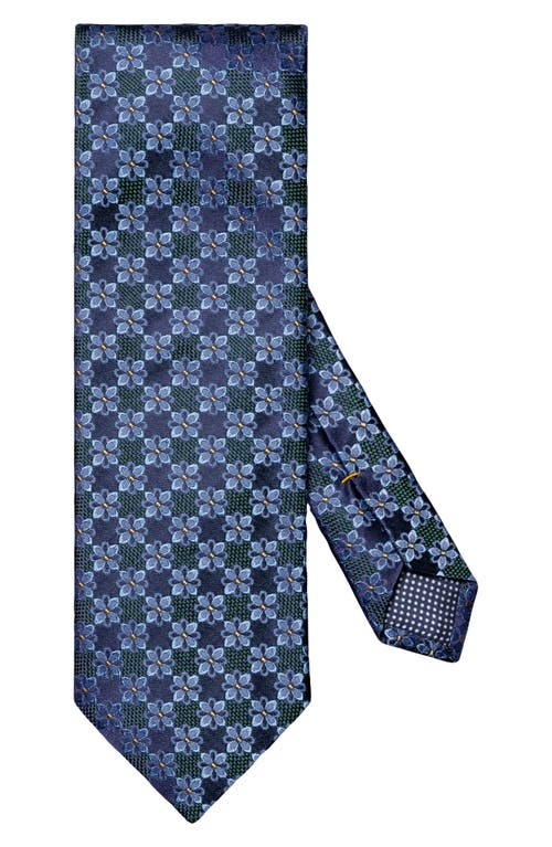 Eton Floral Silk Tie in Dark Green/Blue 