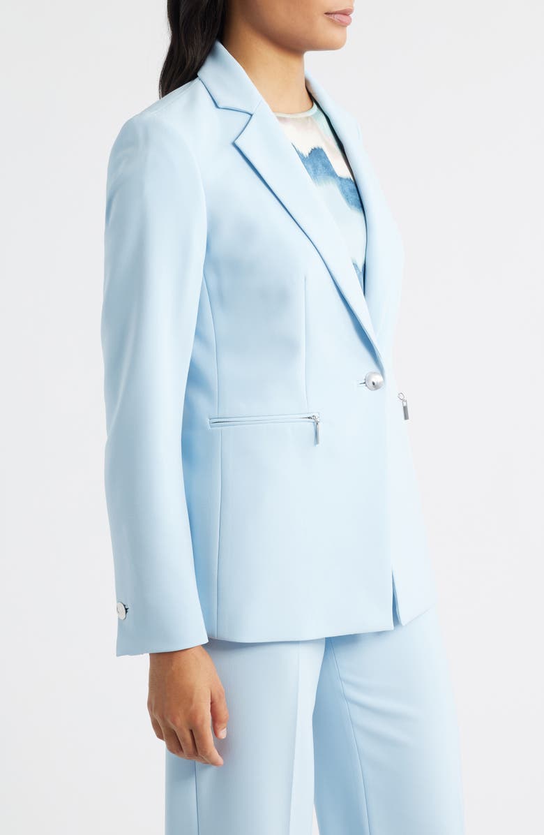 Anne Klein Zip Pocket One-Button Blazer, Alternate, color, Opal Blue