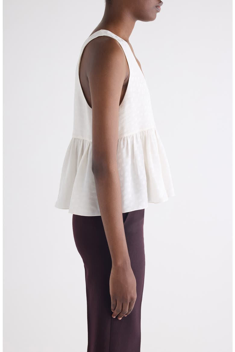 Polka Dot Jacquard Organic Silk Crêpe de Chine Tank, Alternate, color, ICONIC MILK